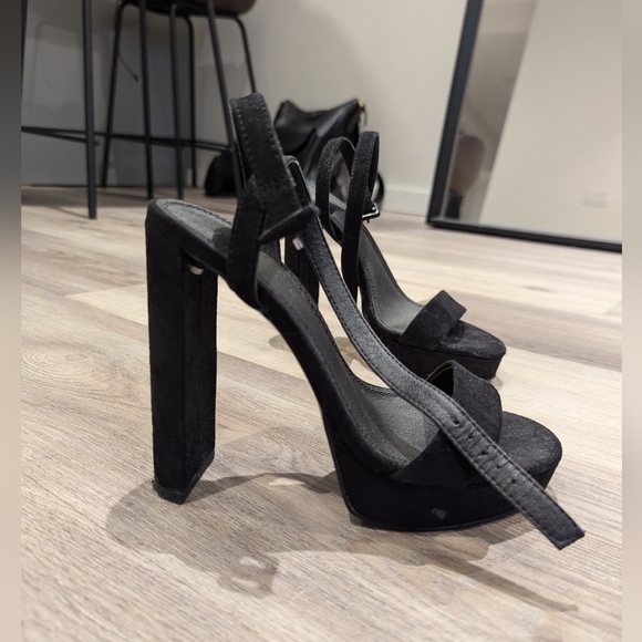 Asos design black suede platform high heels - size 5 - Picture 2 of 3